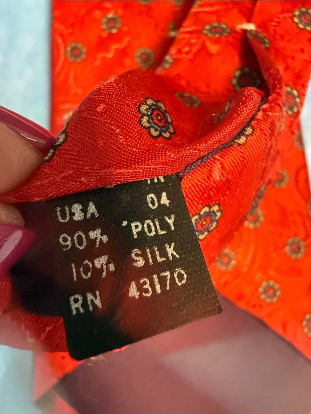 Oleg Cassini Red Silk Tie with Small Medallion Motif